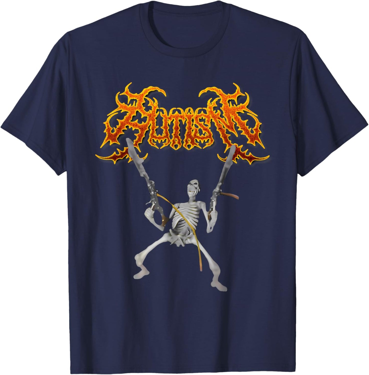 Retro Autism Skeleton Meme Funny Men, Women, Kids, Halloween T-Shirt - T-Shirt | Navy