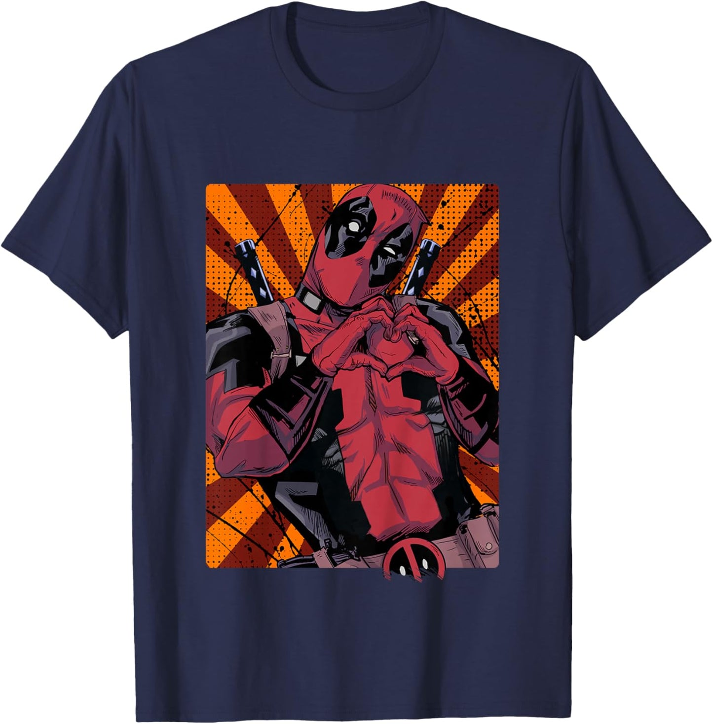 Marvel Deadpool Heart Hands Portrait T-Shirt - T-Shirt | Navy