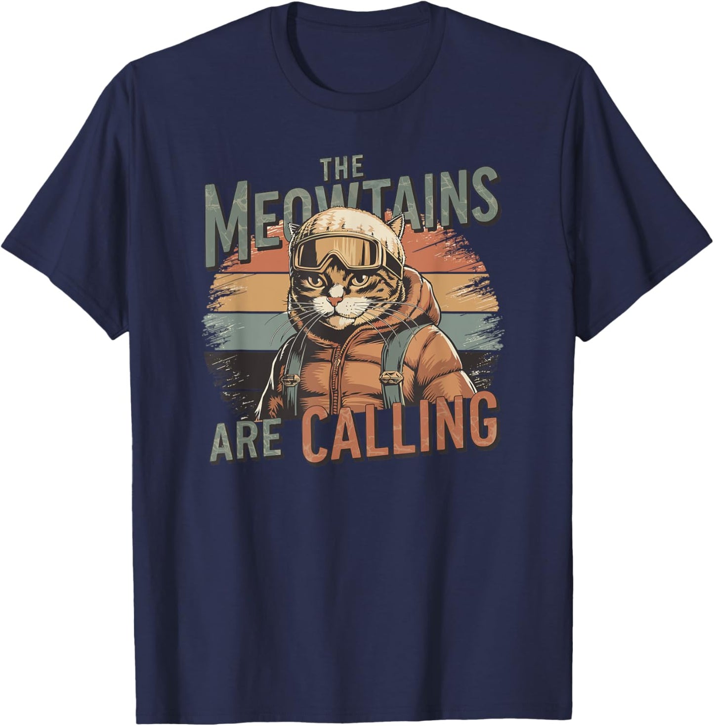The meowtains are calling Cat Snowboard Ski Men Women Kids T-Shirt - T-Shirt | Navy