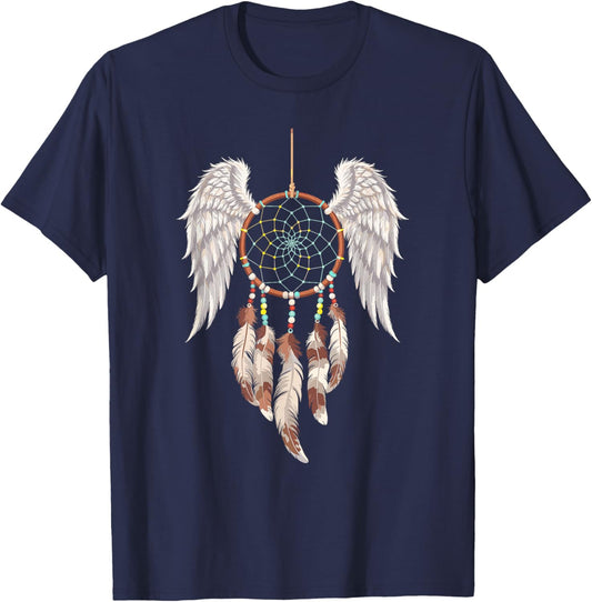 Dream Catcher Bohemian Charm and Spiritual Protection Symbol T-Shirt - T-Shirt | Navy