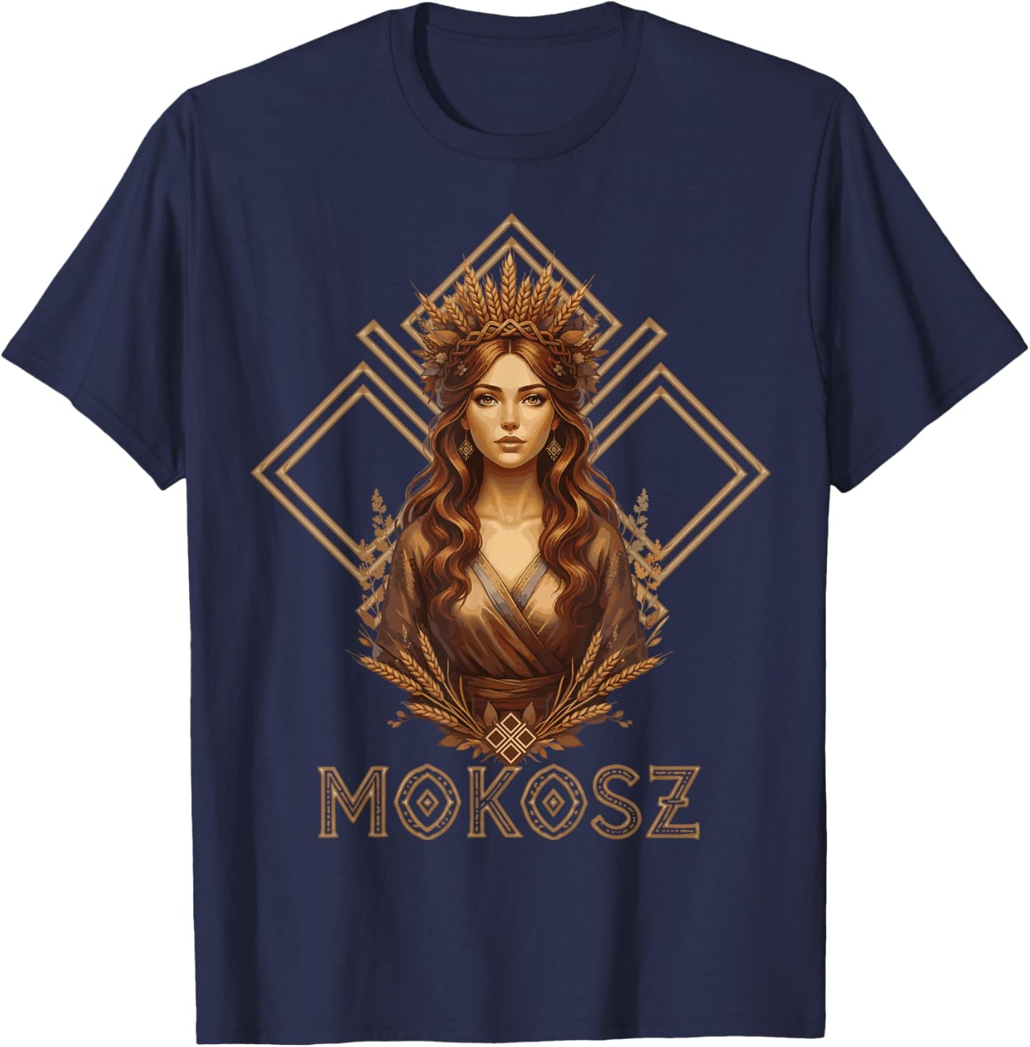 Mokosh Slavic Earth Goddess Pagan Mother Deity Folk Art T-Shirt - T-Shirt | Navy