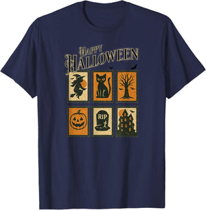 Halloween Spooky Stamp Women Men Kids T-Shirt - T-Shirt | Navy