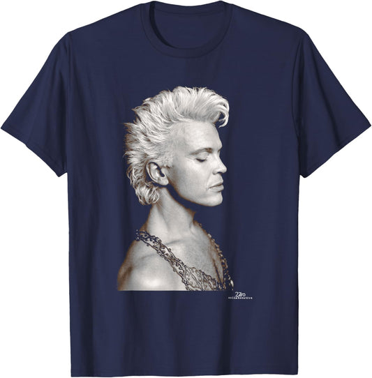 Billy Idol Cradle of Love Era by Phil Nicholls T-Shirt - T-Shirt | Navy