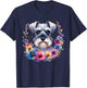 Floral Miniature Schnauzer Mama Dog Lover Mother's Day Men Women Kids T-Shirt - T-Shirt | Navy