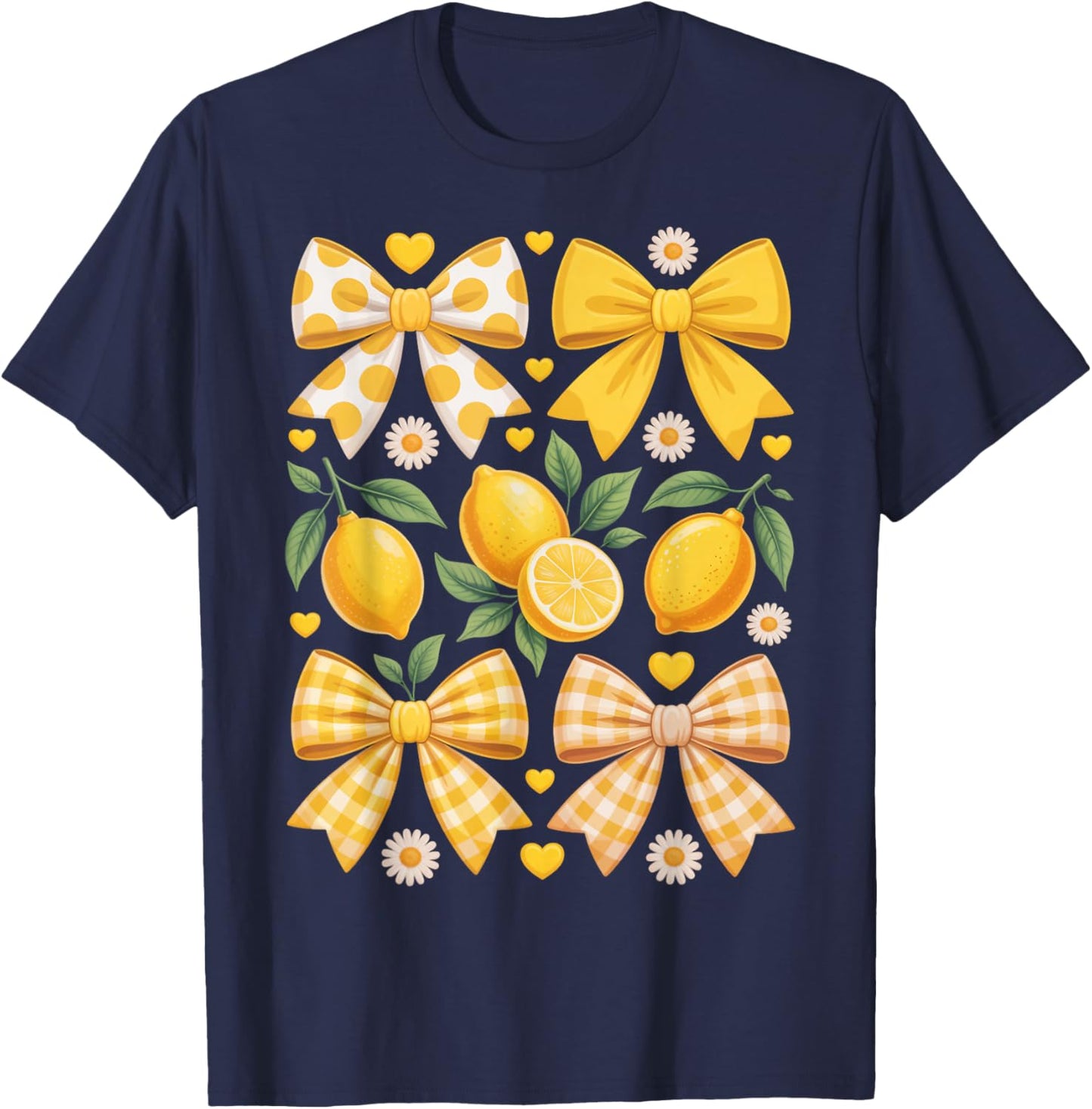 Lemonade Fruit Lovers Tropical Bow Coquette Ribbon Lemon T-Shirt - T-Shirt | Navy
