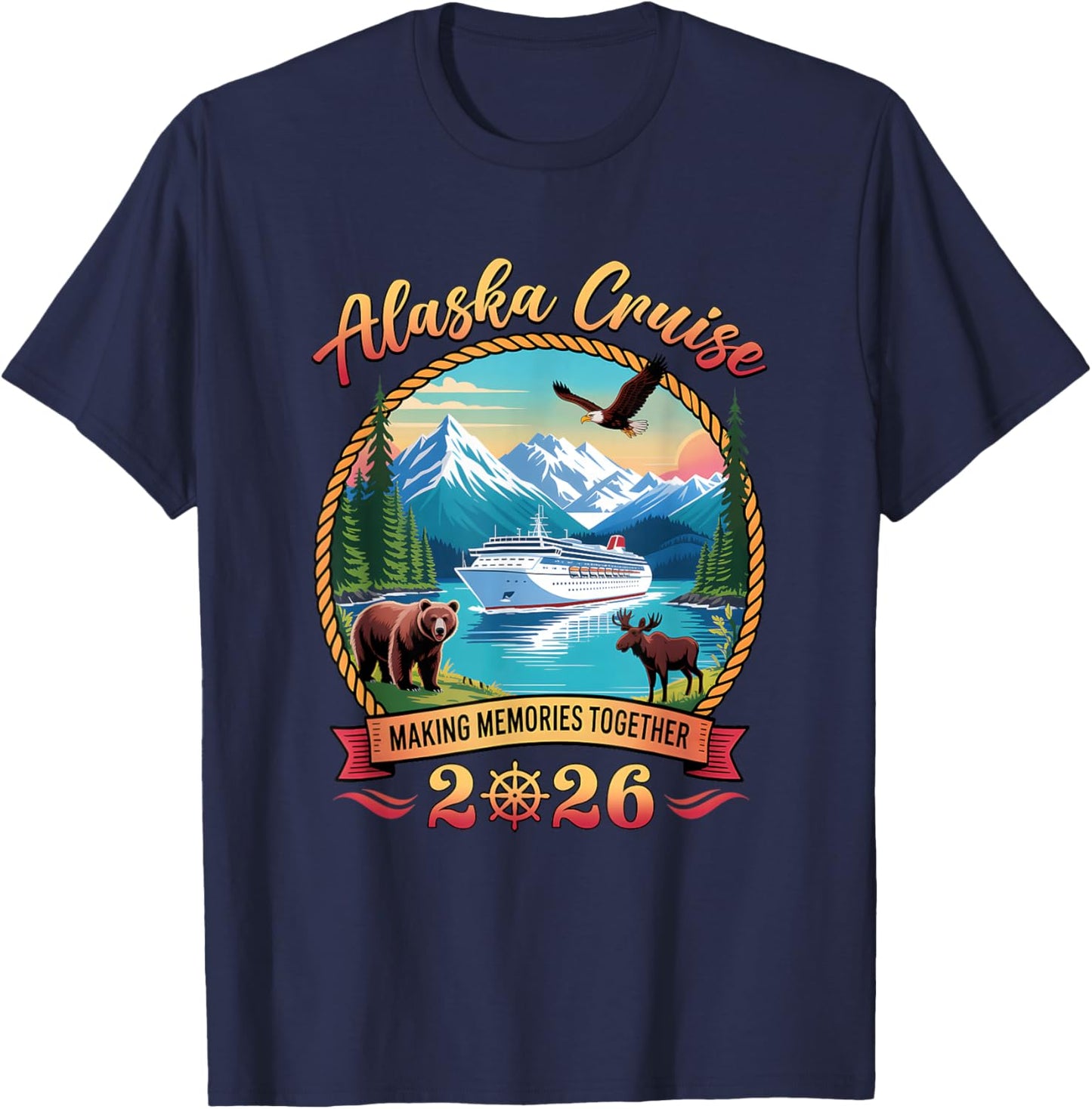 Alaska Cruise 2026 Matching Family Friends and Group Alaskan T-Shirt - T-Shirt | Navy