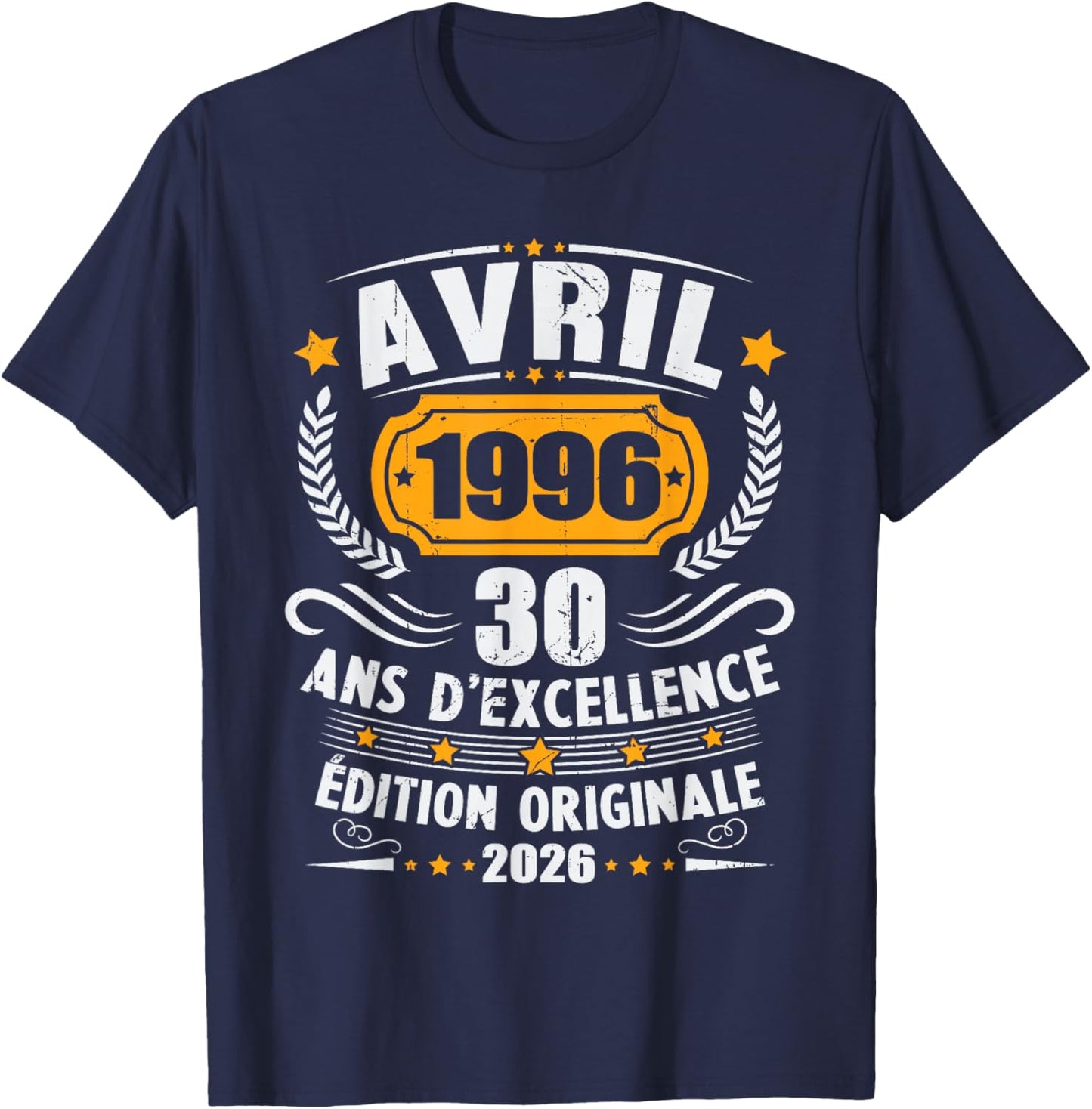 Vintage Avril 1996 Cadeau Anniversaire 30 Ans Hommes Femmes T-Shirt - T-Shirt | Navy