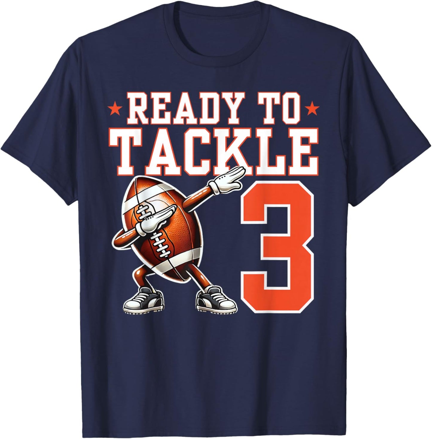 Ready to Tackle 3 Years Old 3rd Birthday Football Party T-Shirt - T-Shirt | Navy