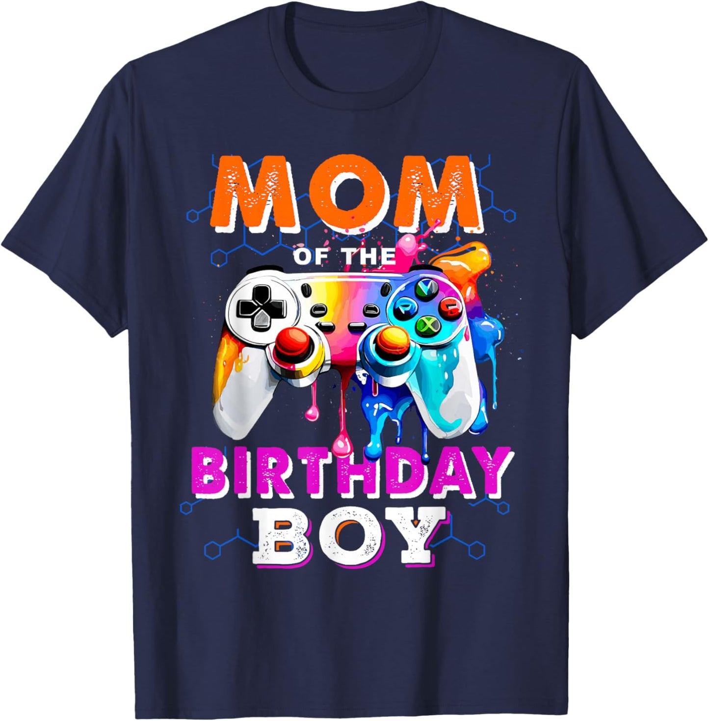 Mom of The Birthday Boy Video Game Gaming Birthday Party T-Shirt - T-Shirt | Navy