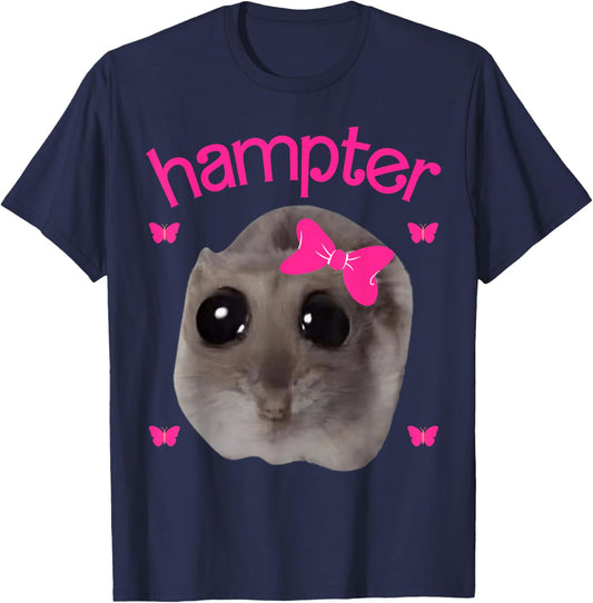 Hampter Sad Hamster Meme Hamster Lover Oddly Specific Memes T-Shirt - T-Shirt | Navy
