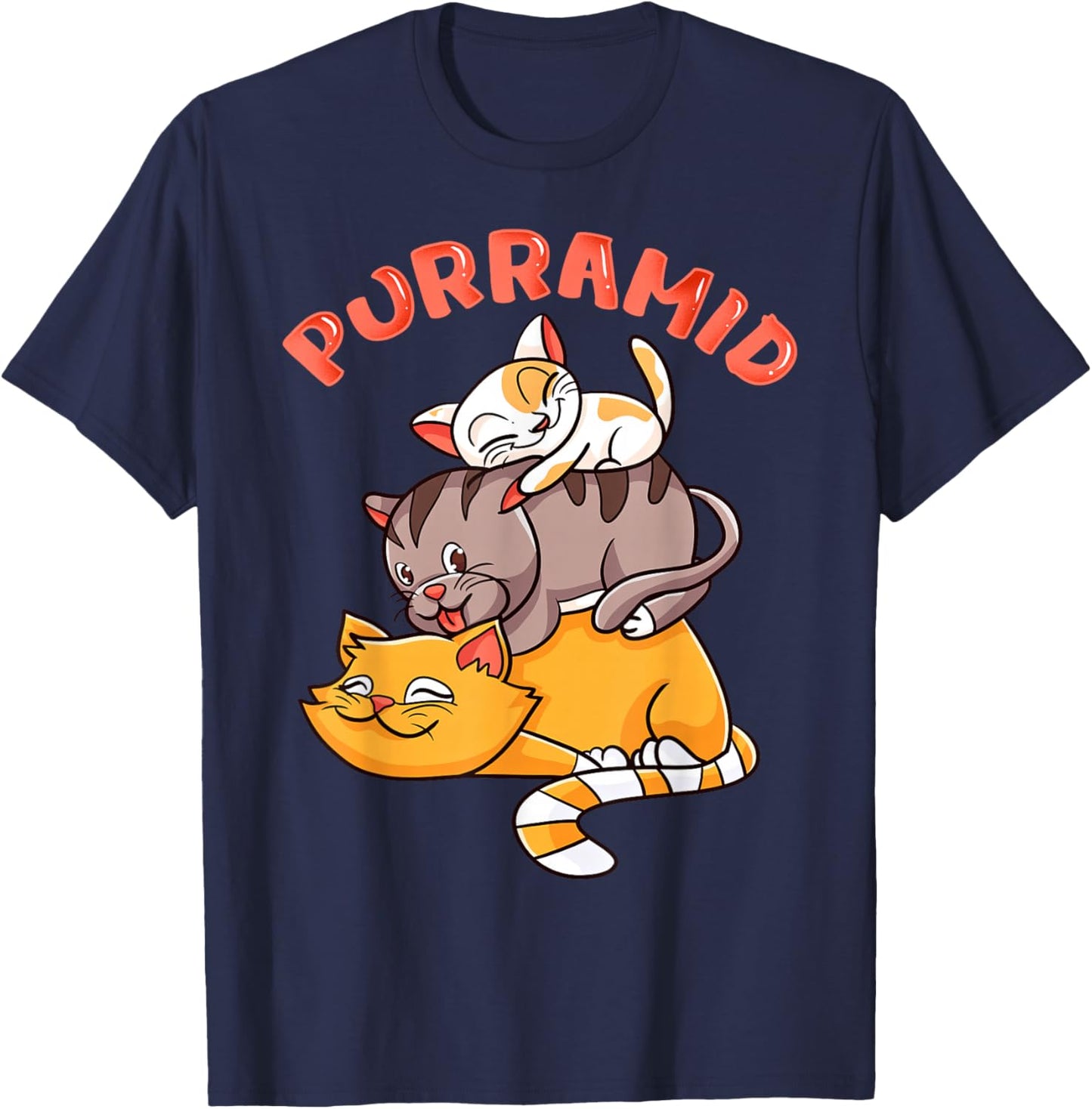 Cute Cat Lover Three Cats Makes A Purr amid Funny Cat T-Shirt - T-Shirt | Navy