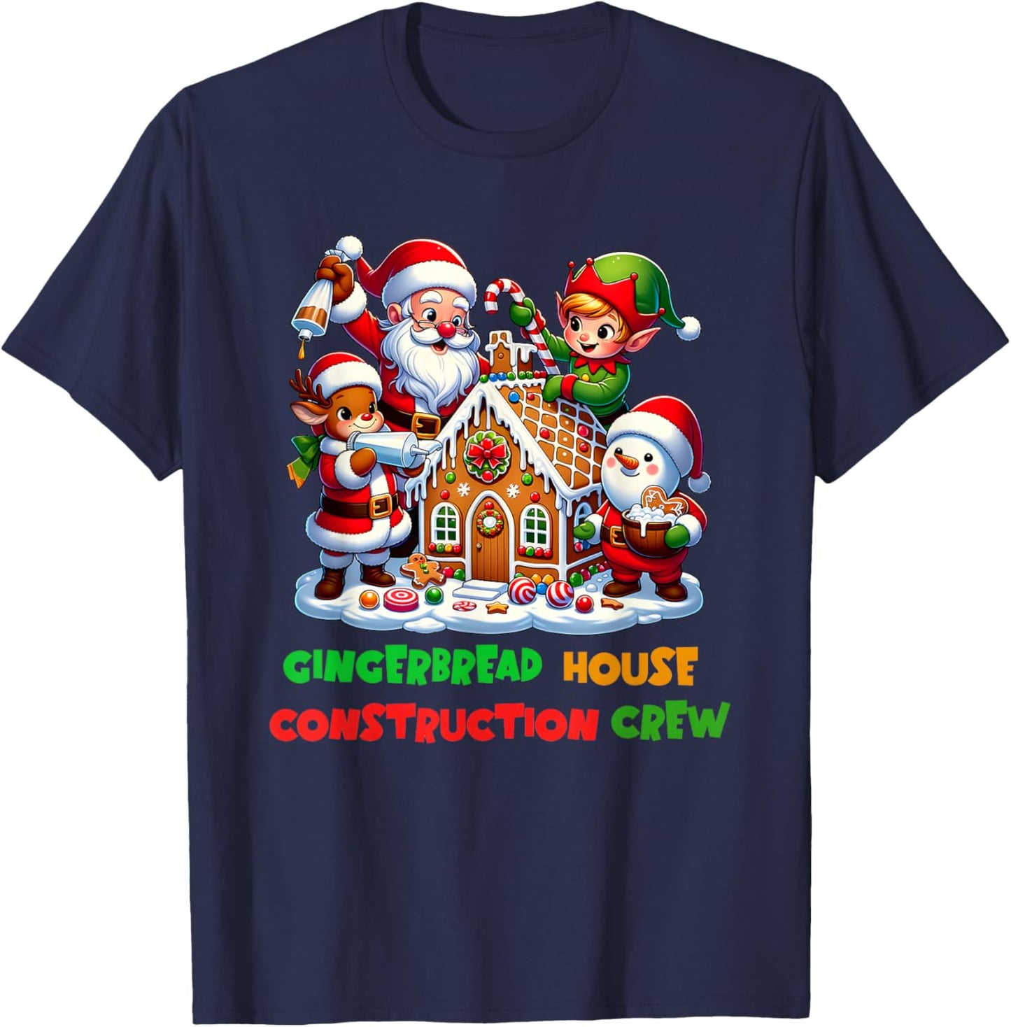 Gingerbread House Construction Crew T-Shirt - T-Shirt | Navy