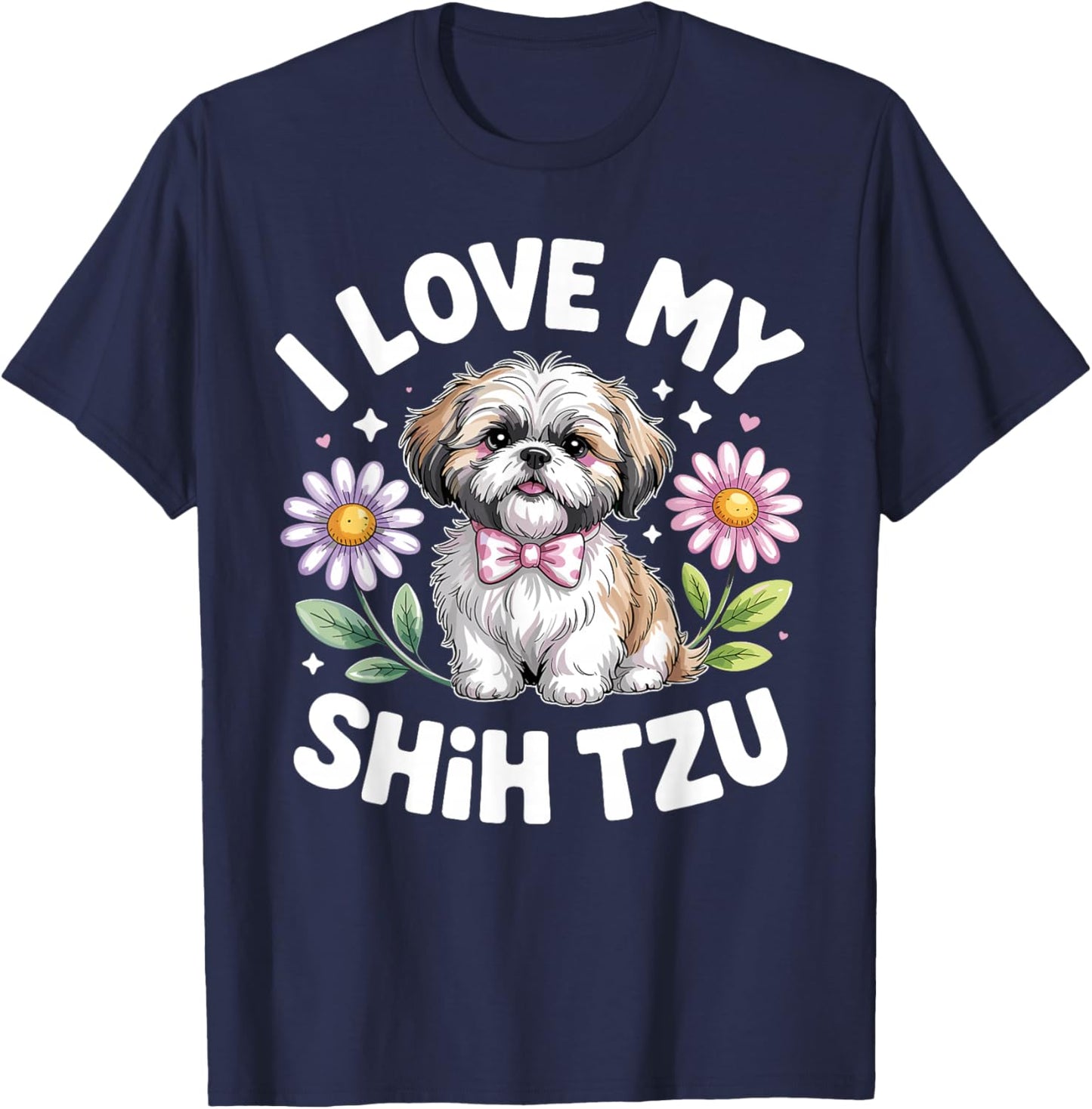 Funny Shih Tzu Art Women Kids Puppy Shih Tzu Lover T-Shirt - T-Shirt | Navy