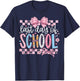 Last Day of School Coquette Bow Checkered Teacher T-Shirt - T-Shirt | Navy