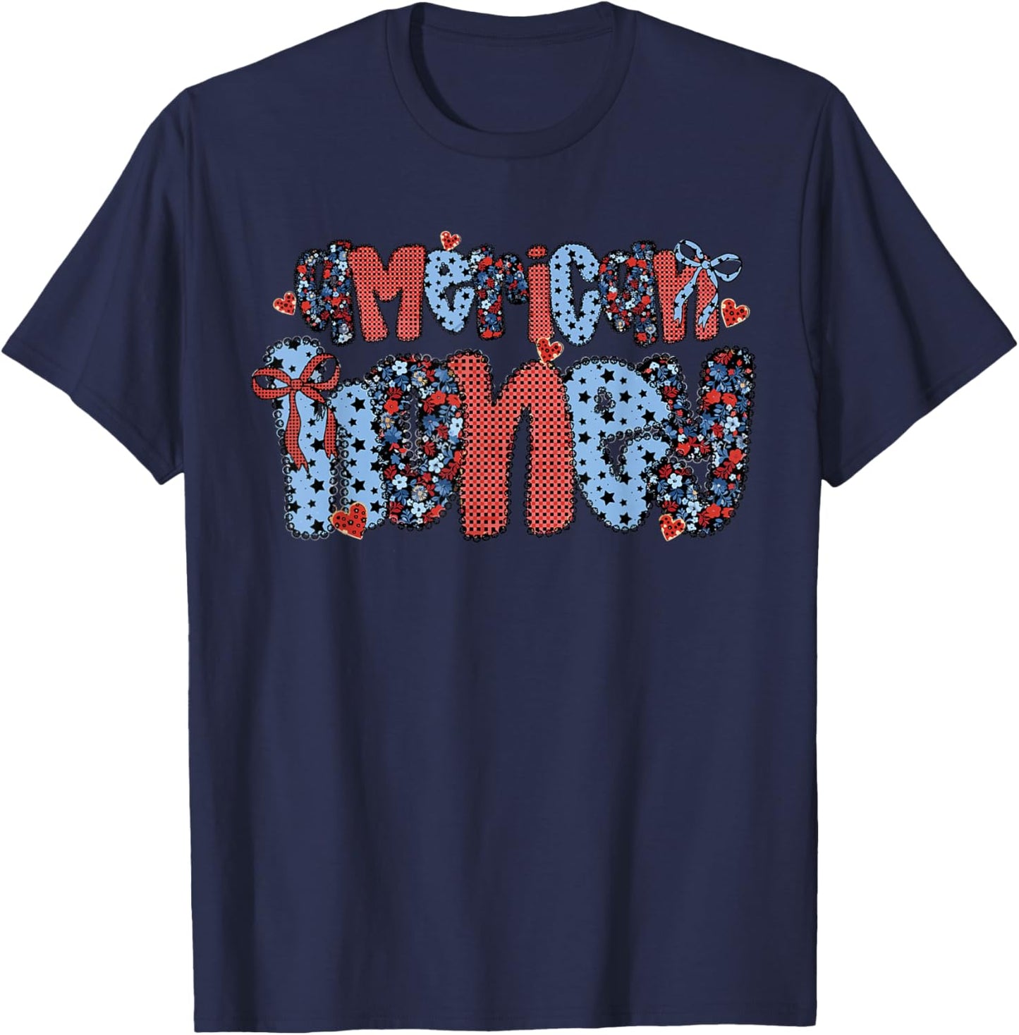 American Honey 4th of July Cute Patriotic Graphic T-Shirt - T-Shirt | Navy