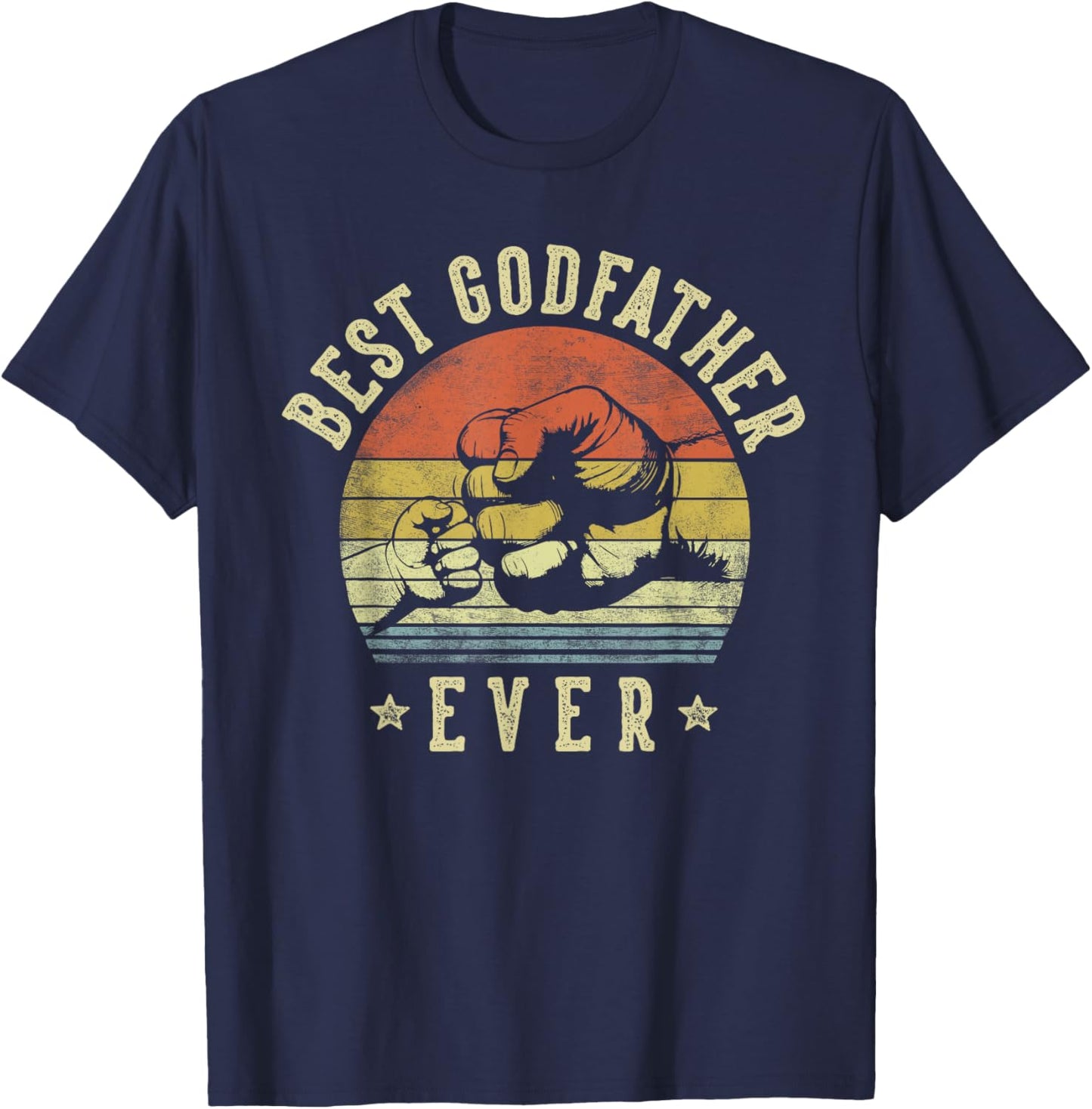 Best Godfather Ever Retro Fist Bump Vintage Design Godfather T-Shirt - T-Shirt | Navy