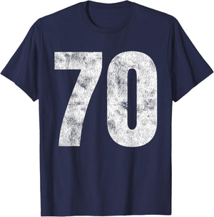 Jersey Uniform Number #70 Athletic Style Sports Graphic T-Shirt - T-Shirt | Navy