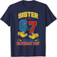 Sister 67 Meme Birthday 7 Years Old Building Blocks Bricks T-Shirt - T-Shirt | Navy