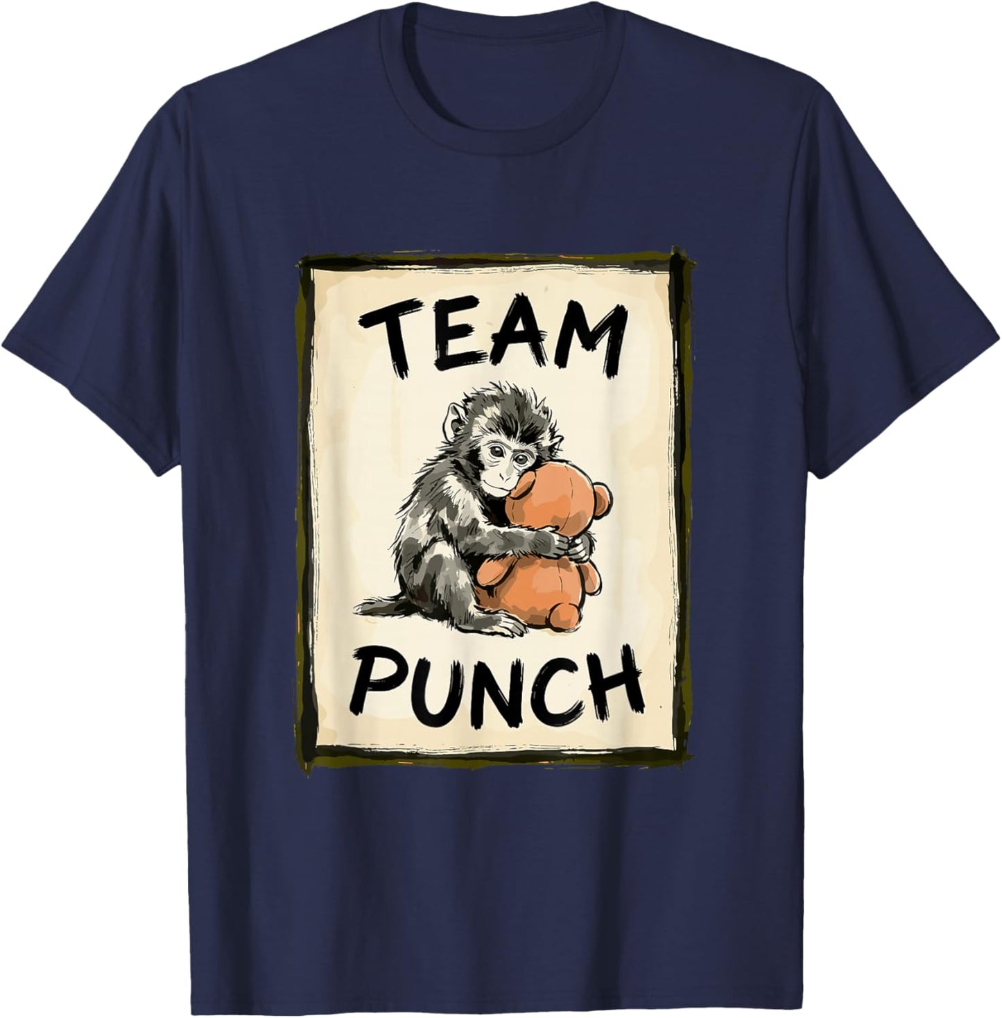 Cute Baby Monkey Team Punch T-Shirt - T-Shirt | Navy