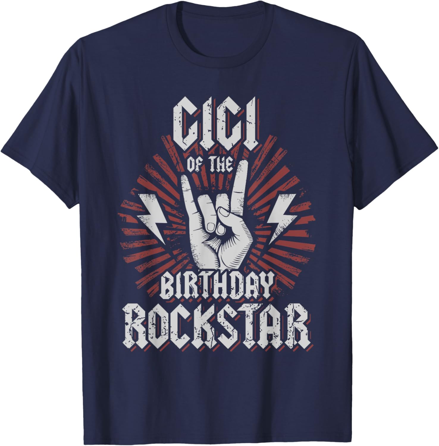 Gigi of the Birthday Rockstar Matching Rocker Rock Star T-Shirt - T-Shirt | Navy