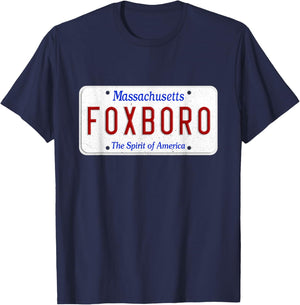 Foxboro Boston Massachusetts License Plate Sports Graphic T-Shirt - T-Shirt | Navy