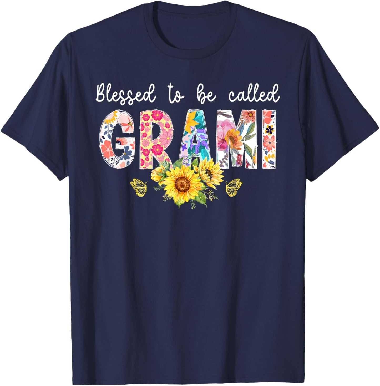 Blessed To Be Called Grami Grandma Grami Grandmother T-Shirt - T-Shirt | Navy