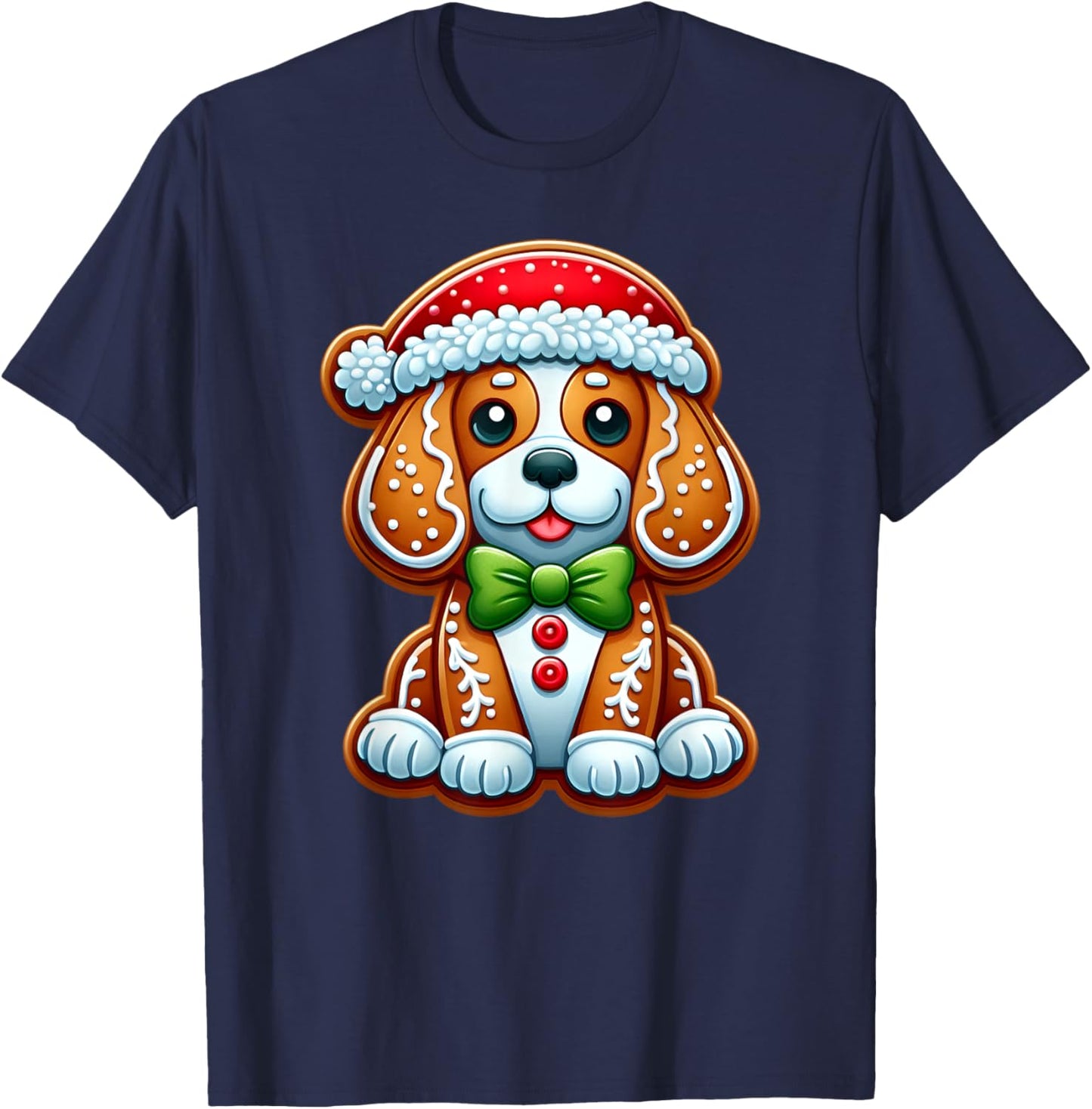 Funny Gingerbread Man Beagle Christmas Dog Kids T-Shirt - T-Shirt | Navy