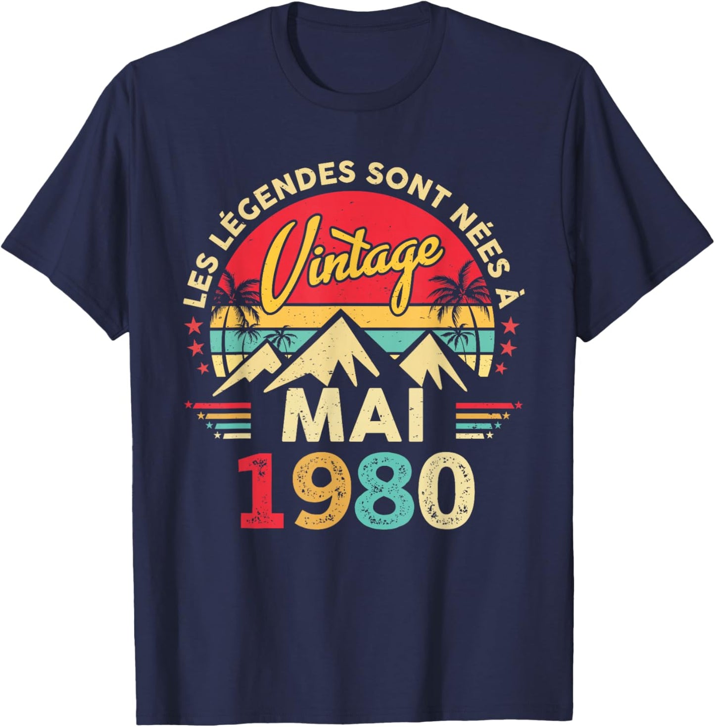 Vintage Mai 1980 Cadeau Anniversaire 46 Ans Hommes Femmes T-Shirt - T-Shirt | Navy