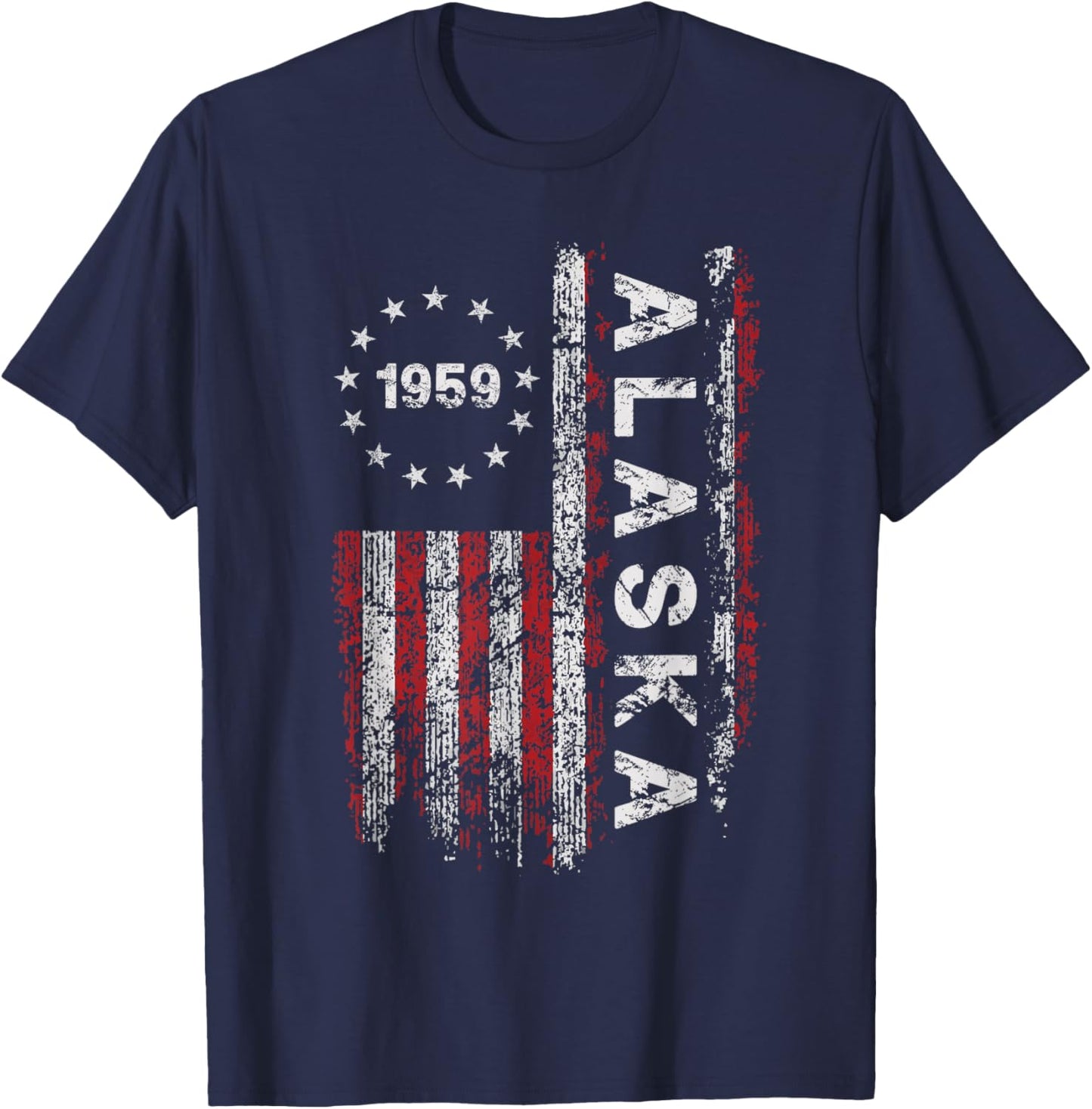 Alaska State US Flag Vintage Women Youth T-Shirt - T-Shirt | Navy
