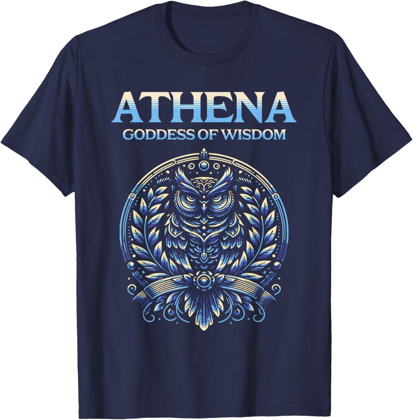 Athena Goddess of Wisdom Athenian Owl T-Shirt - T-Shirt | Navy
