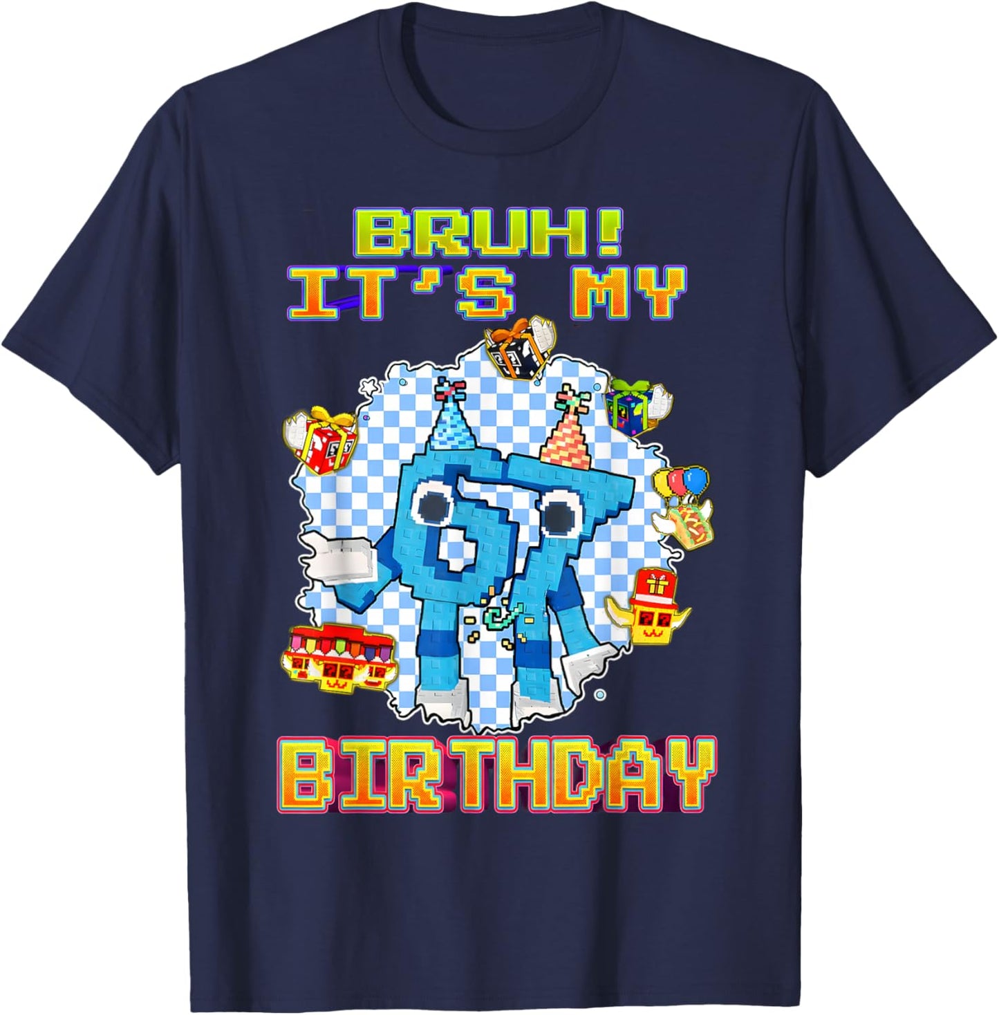 Bruh It’s My Birthday Funny 6 7 Brainrot Gifts for Boy Kids T-Shirt - T-Shirt | Navy