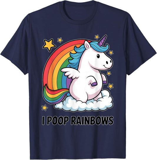 I Poop Rainbows Funny Unicorn Rainbow Meme T-Shirt - T-Shirt | Navy