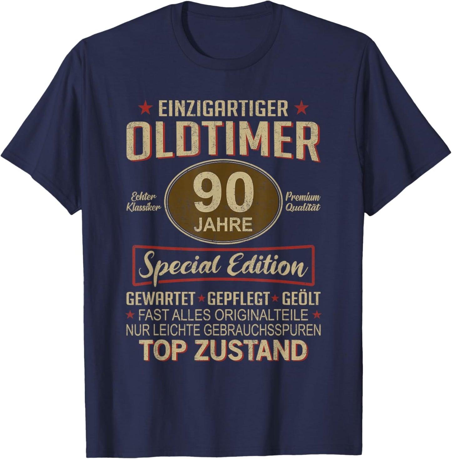90. Geburtstag 90 Jahre Einzigartiger Oldtimer 90er T-Shirt - T-Shirt | Navy