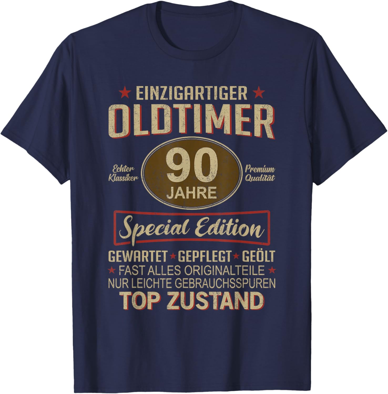 90. Geburtstag 90 Jahre Einzigartiger Oldtimer 90er T-Shirt - T-Shirt | Navy