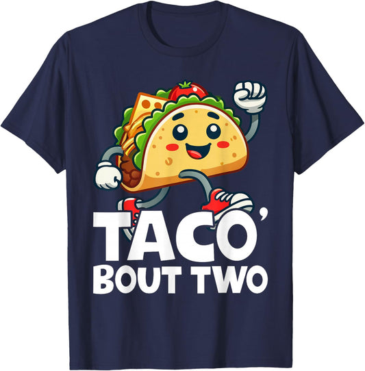 Taco Bout Two Mexican 2 year old Boy Girls Second Birthday T-Shirt - T-Shirt | Navy
