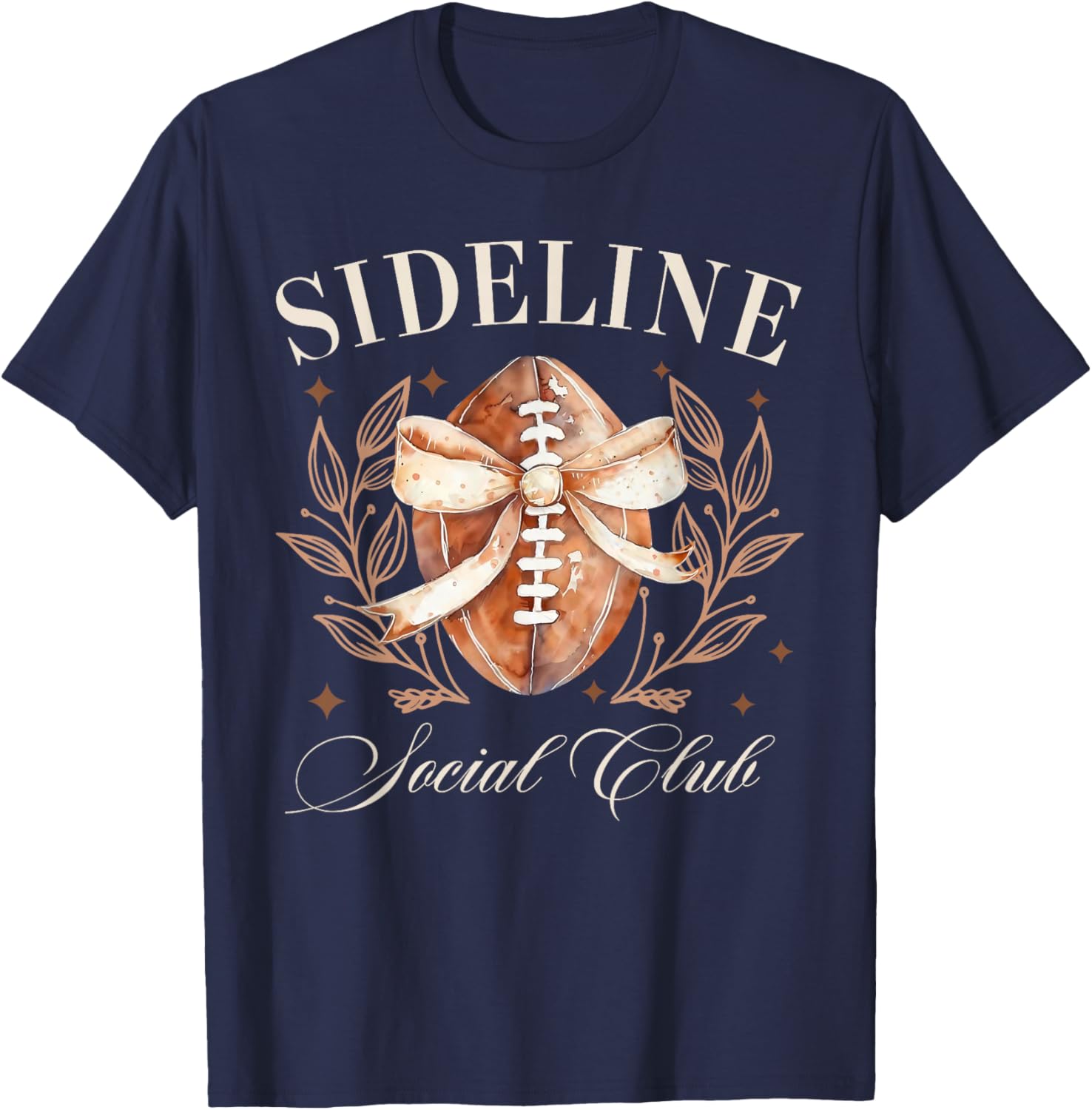 Sideline Social Club American Football Coquette Bow Game Day T-Shirt - T-Shirt | Navy