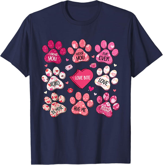 Dog Mama Valentine Coquette Bow Dog Mom Valentines T-Shirt - T-Shirt | Navy