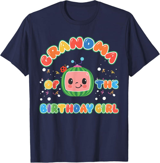 Grandma Of The Birthday Girl Melon Family Matching Funny T-Shirt - T-Shirt | Navy