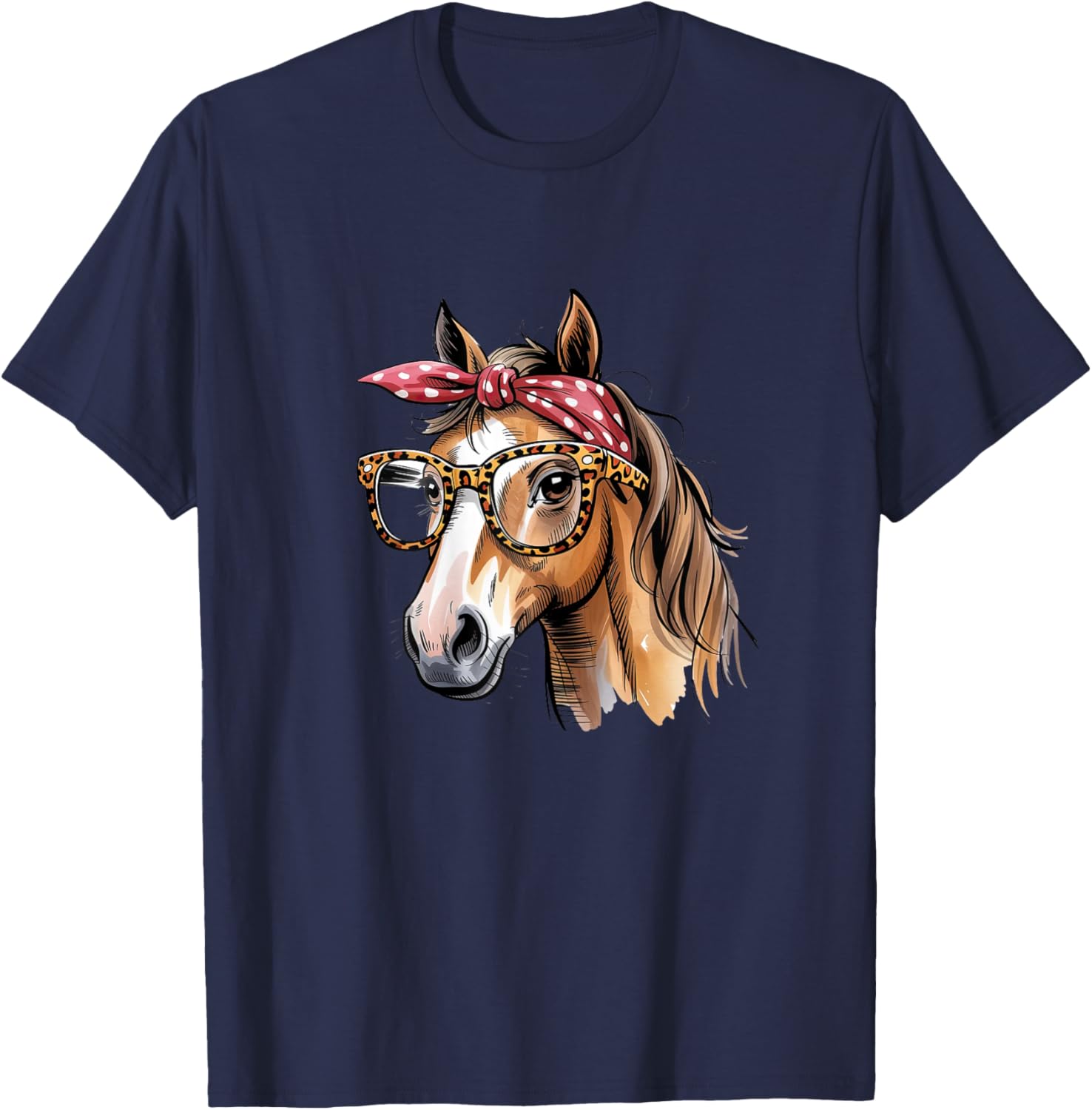 Braunes Pferd Süßes Motiv Pferde Mädchen Stall und Reiten T-Shirt - T-Shirt | Navy