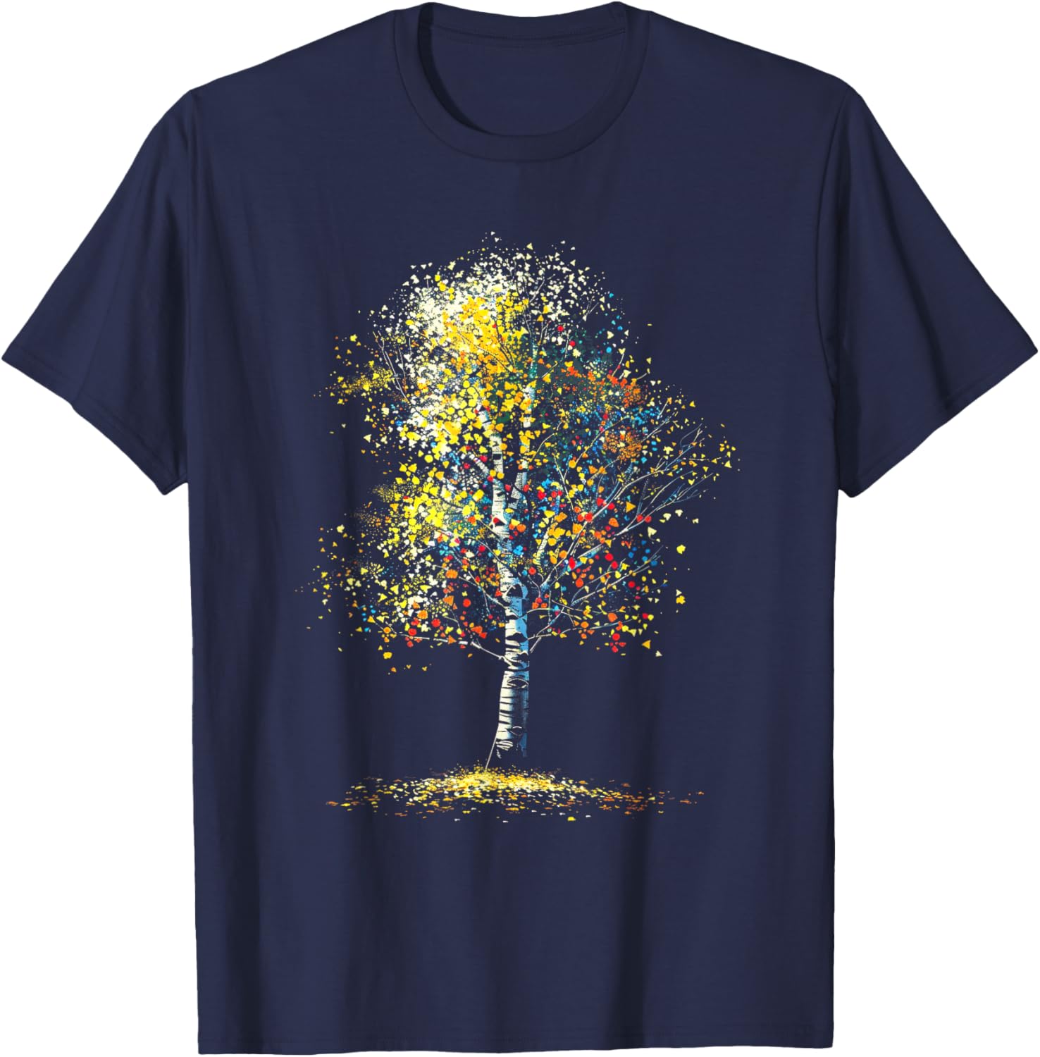 Realistic Forest Birch Tree Nature Birch tree T-Shirt - T-Shirt | Navy