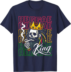 Reggae Skeleton - Rasta Music Rastafarian Reggae King T-Shirt - T-Shirt | Navy