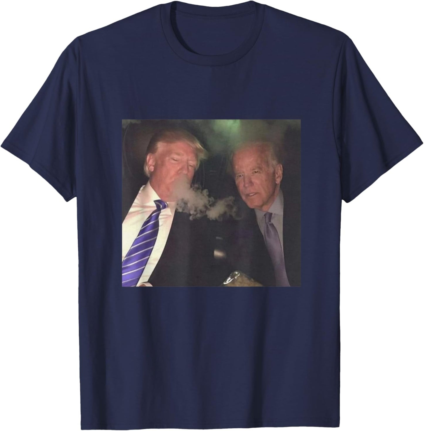 Funny Trump and Biden Smoking T-Shirt - T-Shirt | Navy