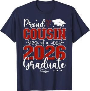 Proud Cousin of a Class of 2026 Graduate Senior Graduation T-Shirt - T-Shirt | Navy