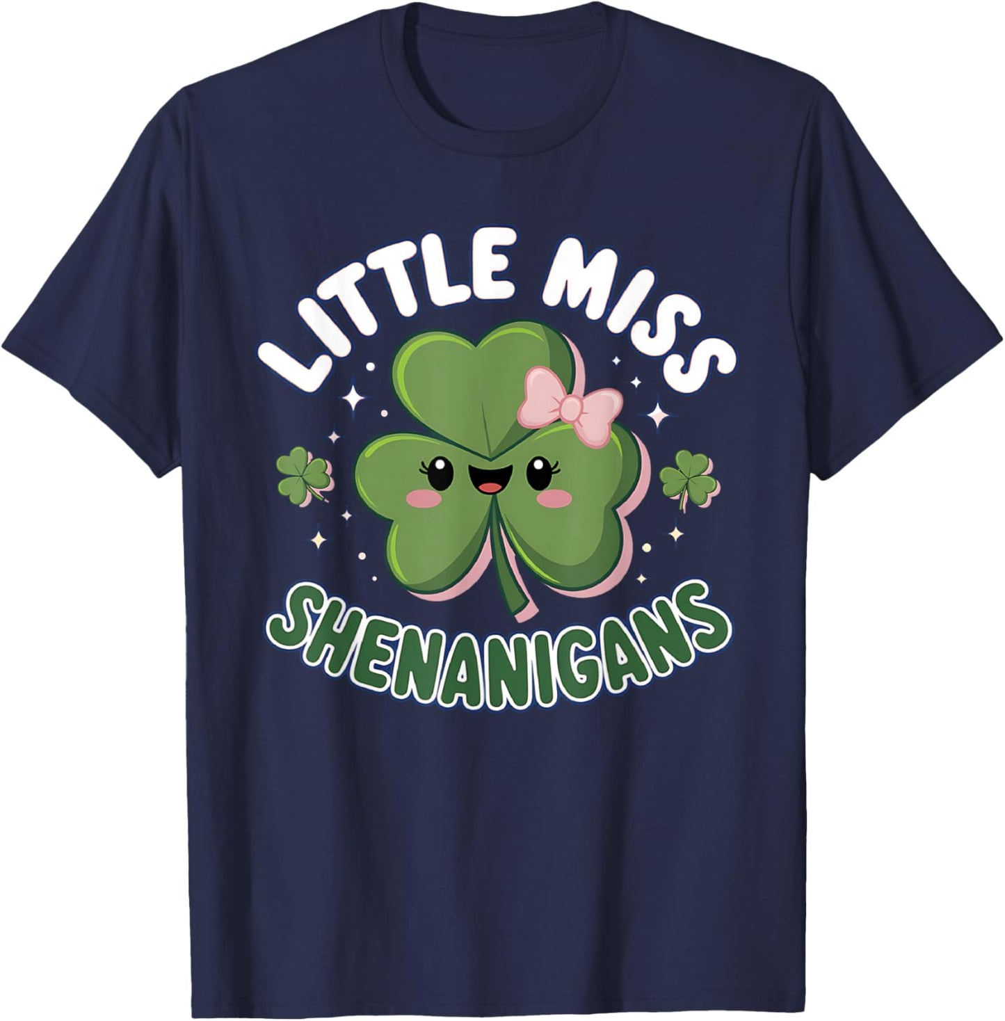 Little Miss Shenanigans For Kids Girls Women St Patricks Day T-Shirt - T-Shirt | Navy