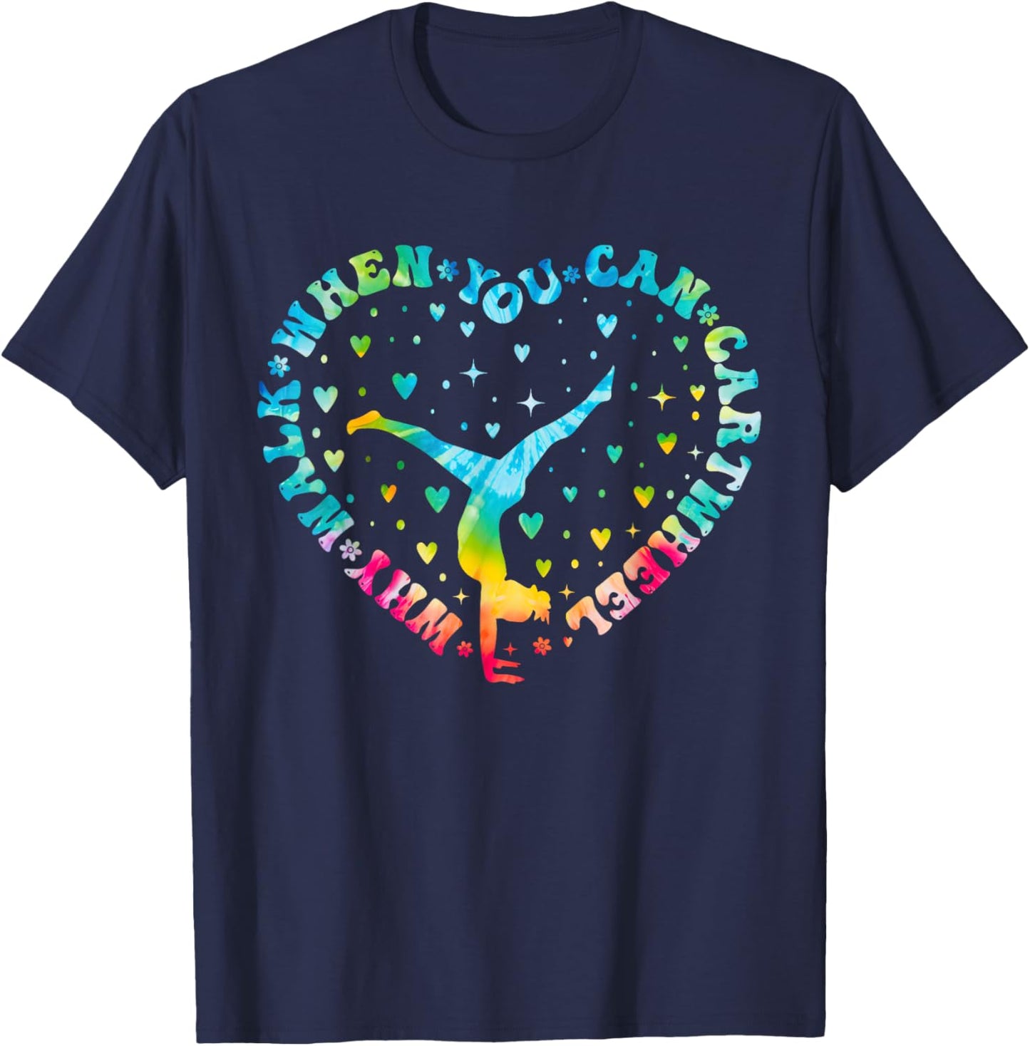 Tie-dye Heart Cartwheel Gymnastics Cheerleader Gymnast Girl T-Shirt - T-Shirt | Navy