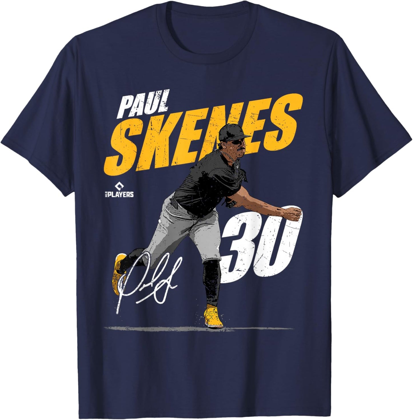 Paul Skenes | Pittsburgh Baseball Players | MLBPSK3001 T-Shirt - T-Shirt | Navy