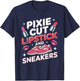 Pixie Cut Lipstick and Sneakers Short Hair Style T-Shirt - T-Shirt | Navy
