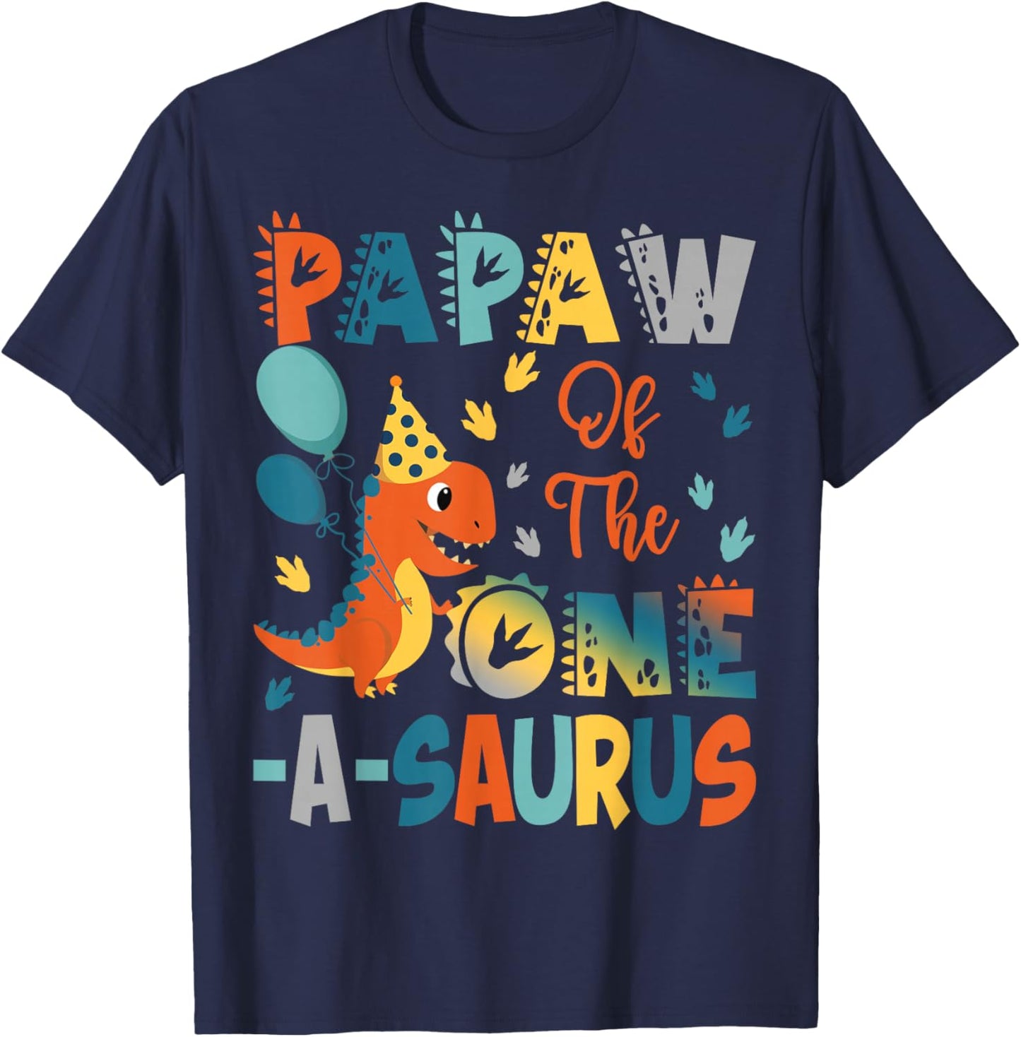 Papaw Of The One-A-Saurus 2Nd Birthday Dinosaur Party T-Shirt - T-Shirt | Navy