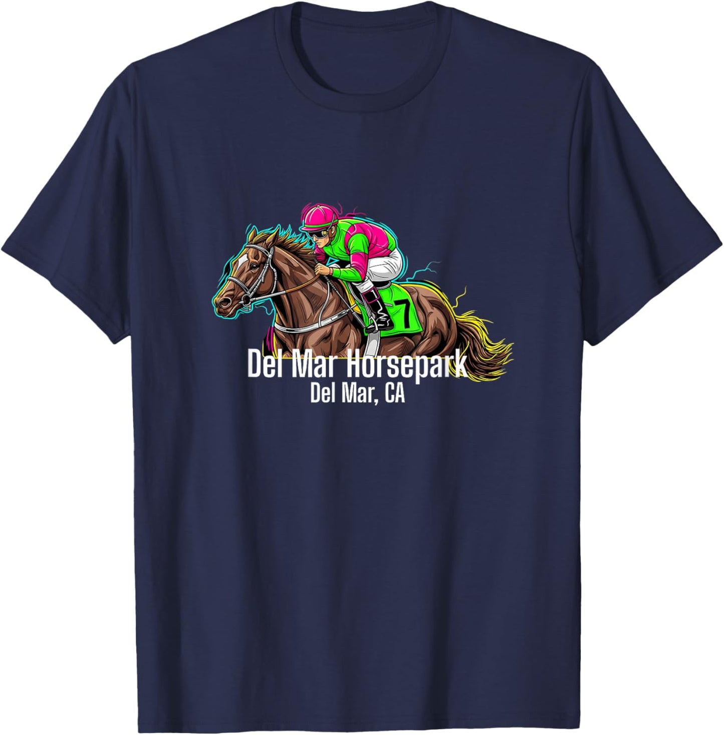 Del Mar Horse Racing California Race Track Thoroughbred Club T-Shirt - T-Shirt | Navy
