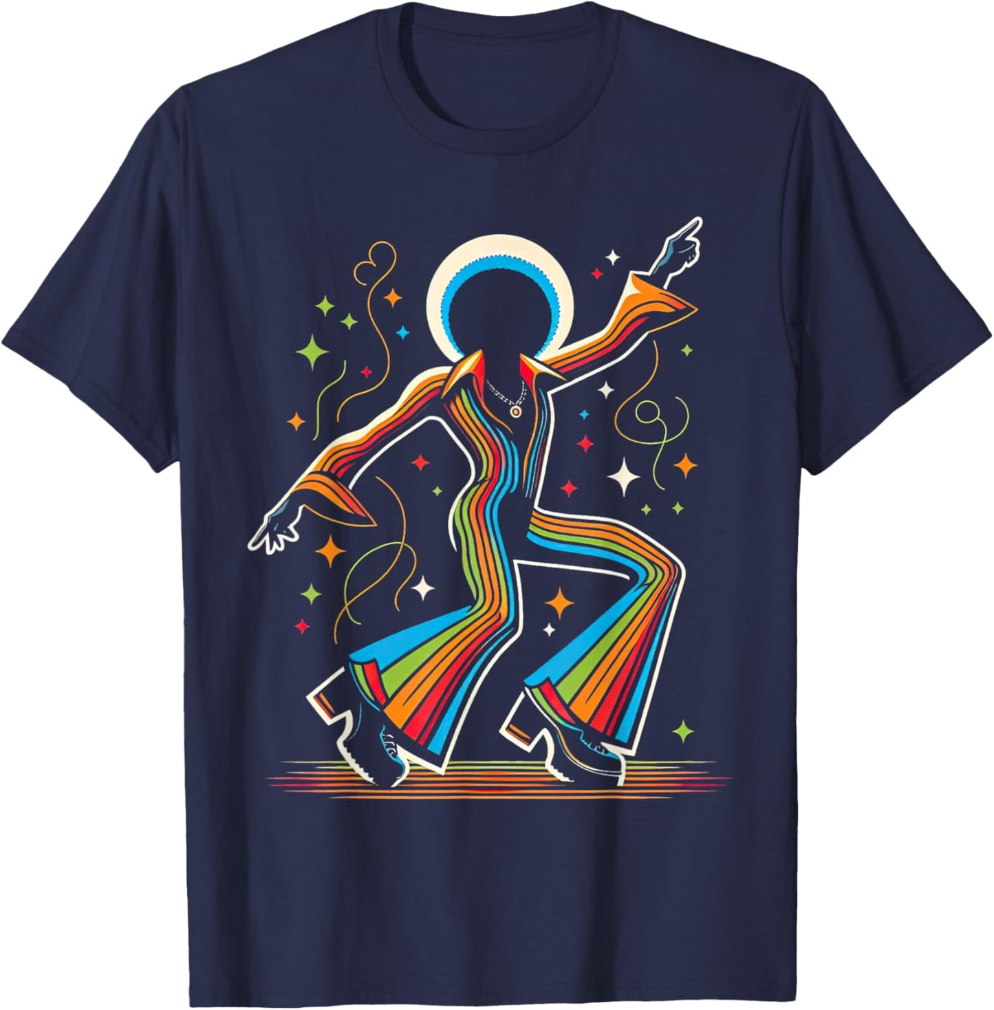Afro Dancing Soul Music Groove Funky Retro Disco T-Shirt - T-Shirt | Navy